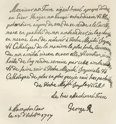 Lettre de George I à Charles VI, 1717, publiée dans 