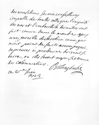 Lettre envoyée par Lord Bolingbroke à l