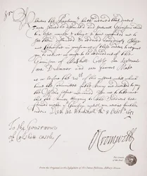 Lettre au gouverneur du château de Calshott d