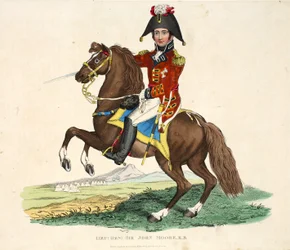 Lieutenant-général Sir John Moore KB, publié par Richard Evans, gravé par Romney, illustration tirée de Récit historique de la bataille de Waterloo de William Mudford, 1816