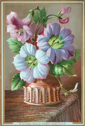 Lys dans un vase, carte de vœux du Nouvel An (chromolithographie)