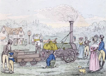 Locomotive, la Rocket en 1830, construite par George Stephenson (1781-1848)