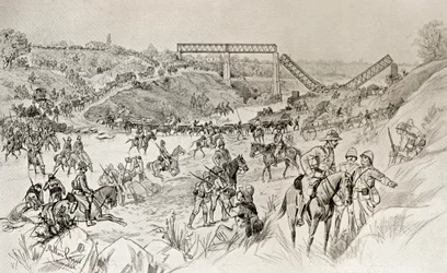 La colonne de Lord Roberts traversant le Sand River Drift pendant la deuxième guerre des Boers, de 