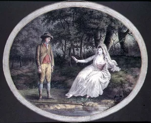 Amoureux dans un paysage boisé