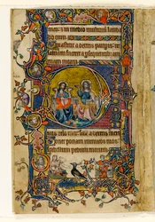 Le Père et le Fils, initiale historiée du Psautier de Macclesfield, Usage de Sarum, East Anglia, vers 1330