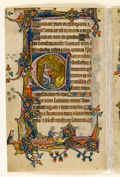 Isaïe priant, initiale historiée du Psautier de Macclesfield, Usage de Sarum, East Anglia, vers 1330