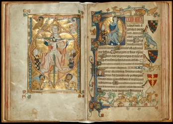 Le Trône de Miséricorde avec des patrons, Christ bénissant avec un patron, c.1314-30