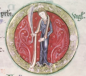 MS Hunter 229 f.4v Vierge, du Psautier Hunterian, c.1170 (détail)