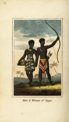 Homme et femme de Jagga, des royaumes de Monoemugi et Caffraria, Afrique