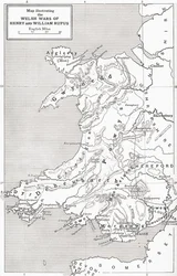Carte illustrant les guerres galloises de Guillaume le Roux et Henri Ier, de 