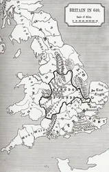 Carte de la Grande-Bretagne en 640, du Royaume de Northumbrie dans 