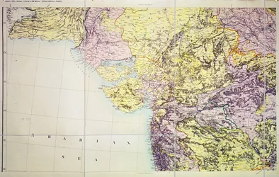 Carte de Cutch et de la présidence de Bombay, Inde, 1898