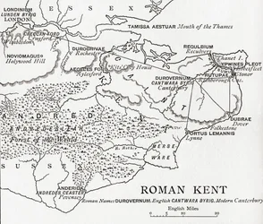 Carte du Kent romain, Angleterre, tirée de « A Short History of the English People » de J. R. Green, publiée en 1893