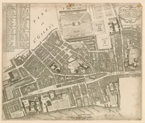 Carte de St Clements Danes et St Mary Savoy, Londres, avec Rolls Liberty et Lincolns Inn