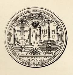 Sceau maçonnique, 1802, tiré de « The History of Freemasonry, volume III », publié par Thomas C. Jack, Londres, 1883