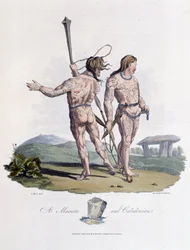 Maxata et un Calédonien au corps peint - dans «Celtes et Goths, coutumes des habitants des îles Britanniques du début du VIe siècle et des nations gothiques de la côte occidentale de la Baltique», par S. R. Meyrick et Ch. Smith