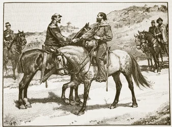 Rencontre de Garibaldi et Victor Emmanuel, illustration de Cassells Illustrated History of England