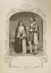 Mlle Glyn en Isabella et M. Hoskins en Lucio, Acte I Scène 4, dans Mesure pour Mesure, de William Shakespeare (1564-1616) d