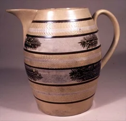 Cruche en faïence mocha, probablement fabriquée à Staffordshire, vers 1830