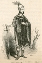 M. Anderson dans le rôle-titre de la pièce King Arthur, Théâtre de Drury Lane, Londres