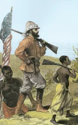 M. Henry Morton Stanley (1841-1904) approchant du lac Tanganyika (coloration ultérieure)