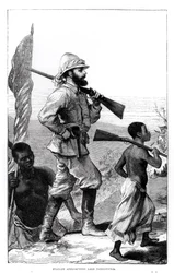 M. Henry Morton Stanley (1841-1904) approchant du lac Tanganyika