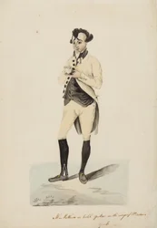 M. Matthews en Caleb Quotem dans Les Farceurs de Windsor, York, vers 1820