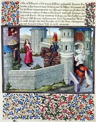 Ms. 2597 Le Cœur et le Désir entrent dans la cour du Château de la Colère à cheval, édition fac-similé de 