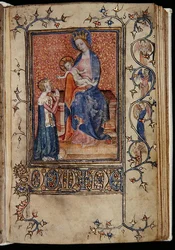 Ms 48, f.86r : Le propriétaire du manuscrit priant la Vierge et l