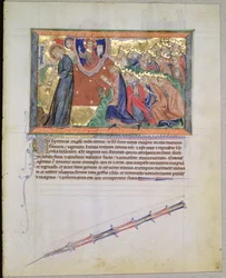 Ms L.A. 139-Lisboa fol.28 Le 7e ange soufflant dans sa trompette et les 24 anciens adorant Dieu, de l