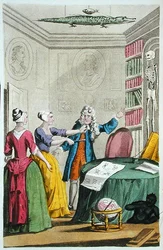 Nan Holland et Tristram Savage volent le Dr Trotter à Moorfields, illustration tirée de « Lives and Adventures of the Most Celebrated Highwaymen and Street Robbers... », publié en 1822