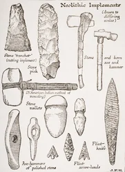 Outils néolithiques, illustration tirée de « The Outline of History » par H. G. Wells, volume I, publié en 1920