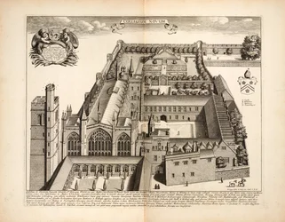 New College, planche 19 de Oxonia Illustrata par David Loggon, Oxford 1675