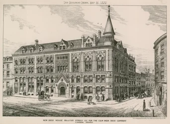 Nouvelle maison des docks, Billiter Street, Londres EC, pour la East and West India Dock Company