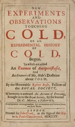Nouvelles expériences et observations sur le froid, ou une histoire expérimentale du froid, par Robert Boyle