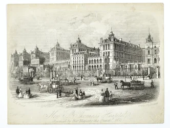 Nouvel hôpital St. Thomas, ouvert par Sa Majesté la Reine en 1871