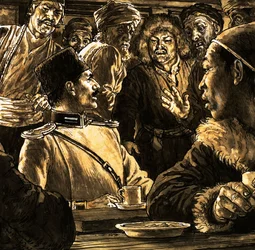 Nikolkai Prjevalsky et le désert de Gobi (gouache sur papier)