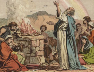 Le sacrifice de Noé après le déluge