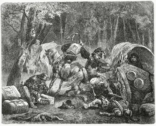 Nobles pillant des marchands itinérants, 1882