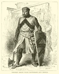 Baron normand avec hache de combat et bouclier