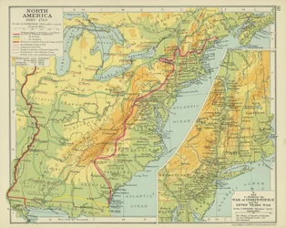 Amérique du Nord 1689-1783 (lithographie couleur)