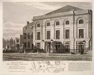 Vue Nord-Est du Théâtre de Surrey, anciennement Le Royal Circus près de l