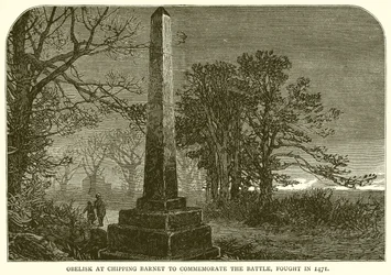Obélisque à Chipping Barnet pour commémorer la bataille, combattue en 1471