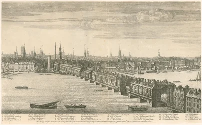 Ancien pont de Londres - Vue de Bucks 1749