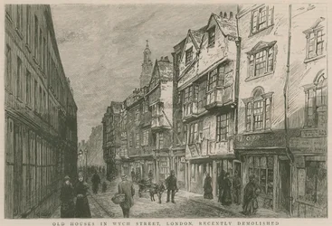 Vieilles maisons à Wych Street, Londres, récemment démolies