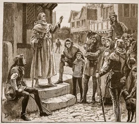 Un des pauvres prêtres de William prêchant au peuple, illustration de Cassells Illustrated History of England