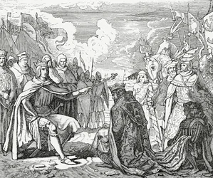 Ottokar II de Bohême rend hommage à Rodolphe Ier, roi d