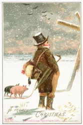 Paddy et ses cochons, 4 miles de Cork, carte de Noël