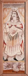 Panneau brodé avec un portrait de Charles II (1630-85) c.1660