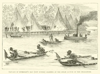 Papous de la baie de Humboldt, Nouvelle-Guinée alarmés par le lancement à vapeur du Challenger